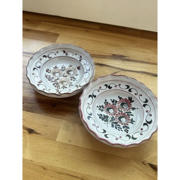 2 Vintage Serving Bowls 5" Folk Art Hand Painted German Hungarian Use, Wall Hang - Picture 1 of 10